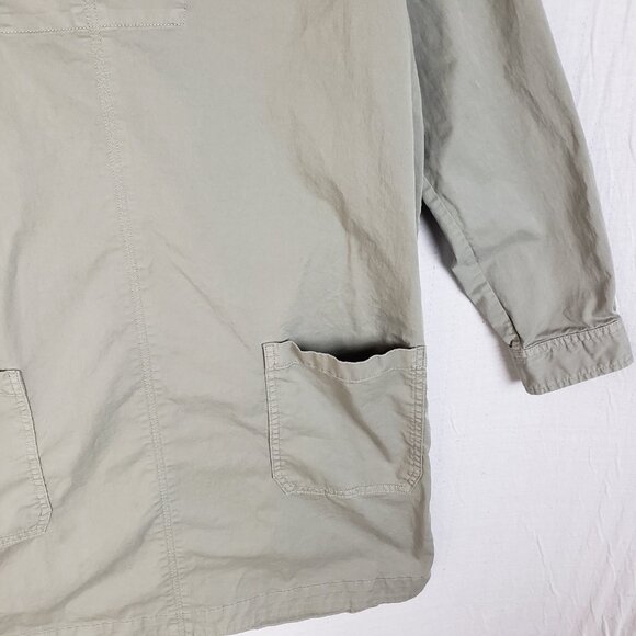 EVERLANE Long-Sleeve Utility Mini Dress Sage Green M Organic Cotton Minimalist - Picture 14 of 16